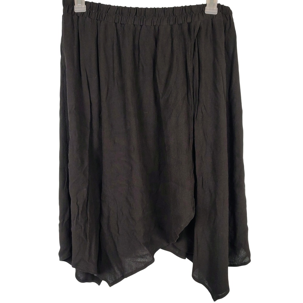 Womens XL Faded Glory Asymmetrical Handkerchief Hem Skirt Black Rayon Boho Goth
